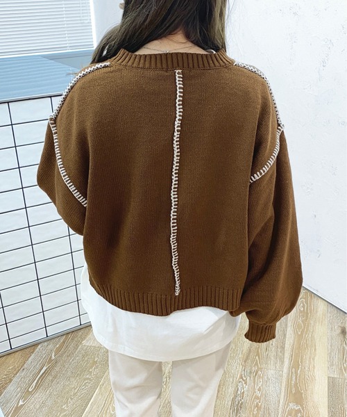 apres jour(アプレジュール)の「配色ステッチニット【ZOZOTOWN限定アイテム】(ニット/セーター・レディース・オレンジ/ブラウン系その他/アイボリー・X-LARGE/フリー)」の18枚目の写真