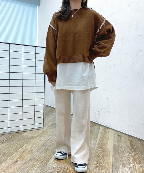 apres jour(アプレジュール)の「配色ステッチニット【ZOZOTOWN限定アイテム】(ニット/セーター・レディース・オレンジ/ブラウン系その他/アイボリー・X-LARGE/フリー)」の19枚目の写真