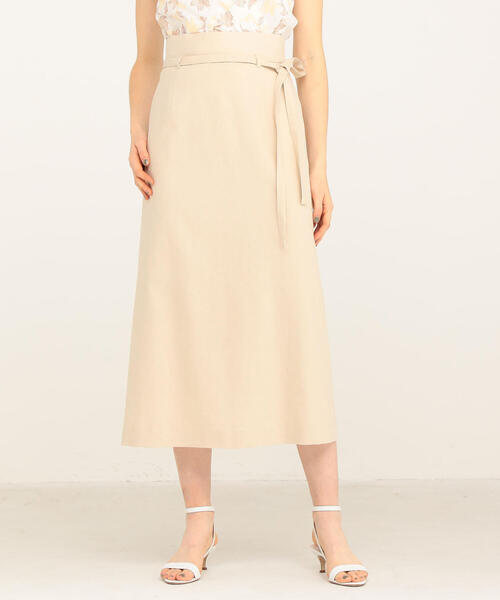 TOMORROWLAND (トゥモローランド)の「ワンダーリネンストレッチ ハイウエストフレアミディスカート(スカート・レディース・ベージュ/ブラック・34/36)」の5枚目の写真