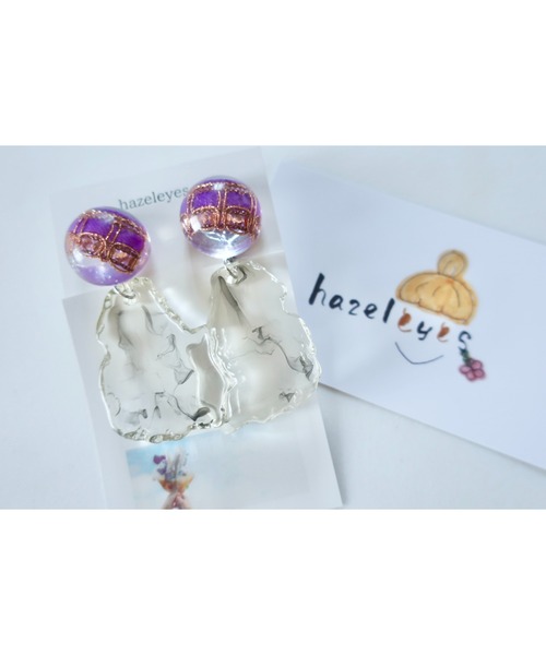 tone(トーン)の「【hazeleyes】パープルと和柄のピアス【hazeleyes-ヘーゼルアイズ】(MA)(ピアス(両耳用)・レディース・パープル・FREE)」の4枚目の写真