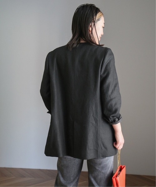 Deuxieme Classe(ドゥーズィエムクラス)の「Linen Collarless ブレザー(ノーカラージャケット・レディース・ブラウン/ブラック・FREE)」の15枚目の写真