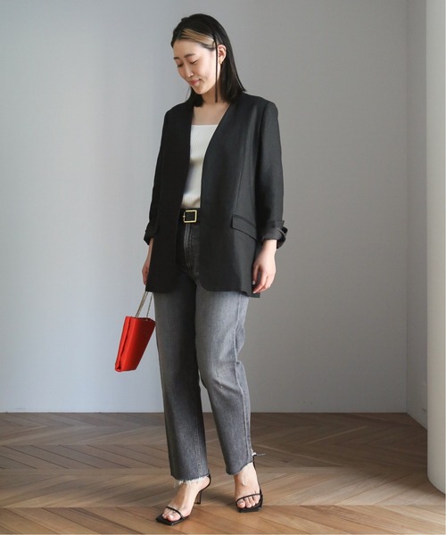 Deuxieme Classe(ドゥーズィエムクラス)の「Linen Collarless ブレザー(ノーカラージャケット・レディース・ブラウン/ブラック・FREE)」の11枚目の写真
