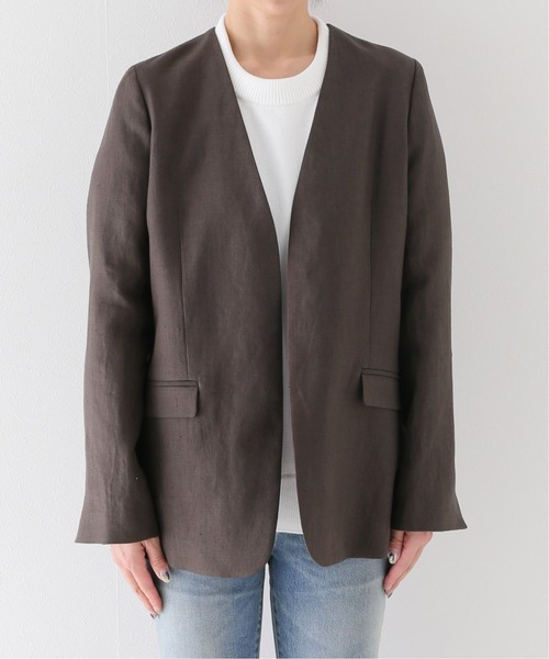 Deuxieme Classe(ドゥーズィエムクラス)の「Linen Collarless ブレザー(ノーカラージャケット・レディース・ブラウン/ブラック・FREE)」の20枚目の写真