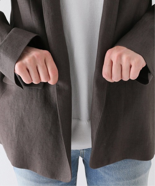 Deuxieme Classe(ドゥーズィエムクラス)の「Linen Collarless ブレザー(ノーカラージャケット・レディース・ブラウン/ブラック・FREE)」の21枚目の写真
