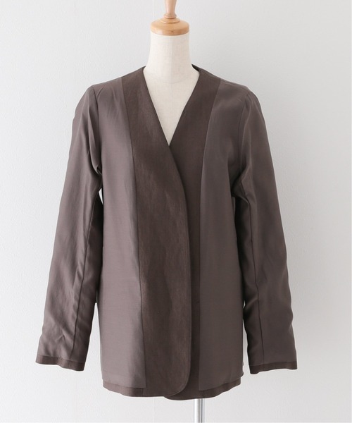 Deuxieme Classe(ドゥーズィエムクラス)の「Linen Collarless ブレザー(ノーカラージャケット・レディース・ブラウン/ブラック・FREE)」の14枚目の写真