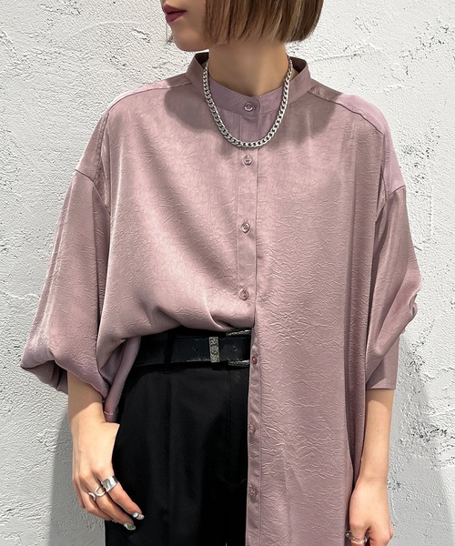 apres jour mignon(アプレジュールミニョン)の「シワシワサテンシャツ【ZOZOTOWN限定アイテム】(シャツ/ブラウス・レディース・グレイッシュベージュ/ブラック/パープル・フリー/X-LARGE)」の16枚目の写真