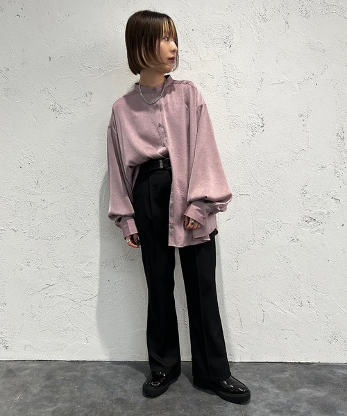 apres jour mignon(アプレジュールミニョン)の「シワシワサテンシャツ【ZOZOTOWN限定アイテム】(シャツ/ブラウス・レディース・グレイッシュベージュ/ブラック/パープル・フリー/X-LARGE)」の20枚目の写真