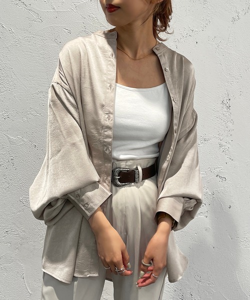 apres jour mignon(アプレジュールミニョン)の「シワシワサテンシャツ【ZOZOTOWN限定アイテム】(シャツ/ブラウス・レディース・グレイッシュベージュ/ブラック/パープル・フリー/X-LARGE)」の11枚目の写真