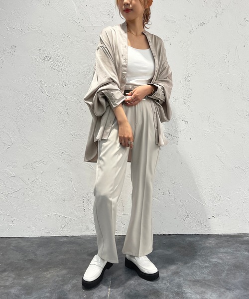 apres jour mignon(アプレジュールミニョン)の「シワシワサテンシャツ【ZOZOTOWN限定アイテム】(シャツ/ブラウス・レディース・グレイッシュベージュ/ブラック/パープル・フリー/X-LARGE)」の14枚目の写真