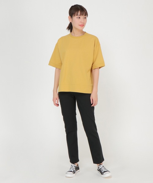 ikka(イッカ)の「ミニ裏毛スウェットライク半袖T(Tシャツ/カットソー・レディース・チャコールグレー/ライトグレー/オフホワイト/イエロー/グリーン・S/M/L)」の9枚目の写真