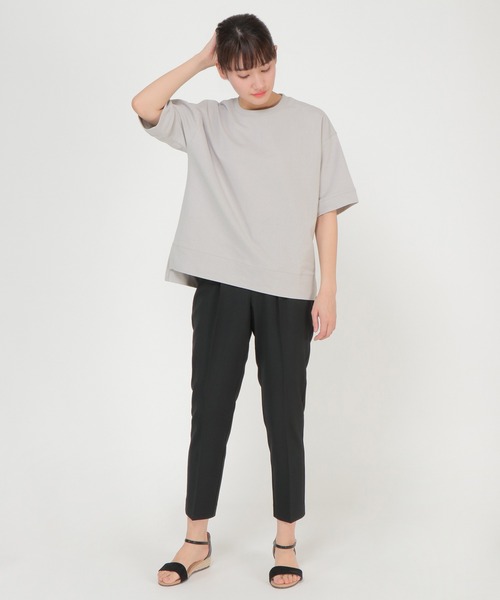 ikka(イッカ)の「ミニ裏毛スウェットライク半袖T(Tシャツ/カットソー・レディース・チャコールグレー/ライトグレー/オフホワイト/イエロー/グリーン・S/M/L)」の19枚目の写真