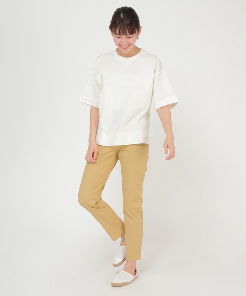 ikka(イッカ)の「ミニ裏毛スウェットライク半袖T(Tシャツ/カットソー・レディース・チャコールグレー/ライトグレー/オフホワイト/イエロー/グリーン・S/M/L)」の15枚目の写真