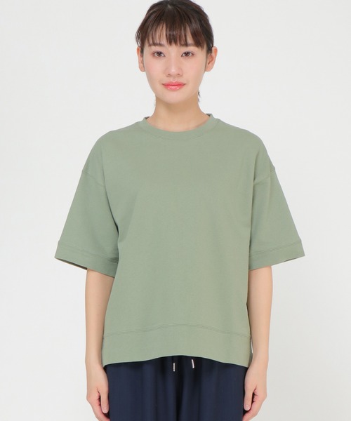 ikka(イッカ)の「ミニ裏毛スウェットライク半袖T(Tシャツ/カットソー・レディース・チャコールグレー/ライトグレー/オフホワイト/イエロー/グリーン・S/M/L)」の14枚目の写真