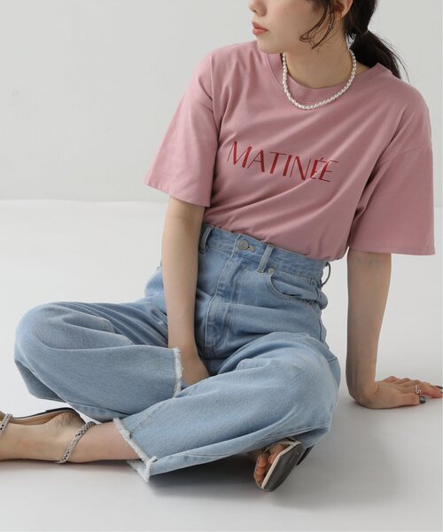 RAY CASSIN(レイカズン)の「カラーフレンチロゴTシャツ(Tシャツ/カットソー・レディース・ベージュ/オフホワイト/ピンク・FREE)」の4枚目の写真