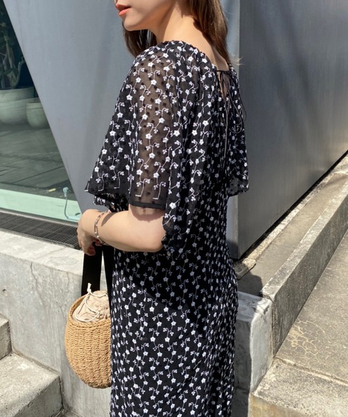 one after another NICE CLAUP(ワンアフターアナザーナイスクラップ)の「flower刺しゅうワンピ(ワンピース・レディース・ブラック/ピンク/アイボリー・FREE)」の13枚目の写真