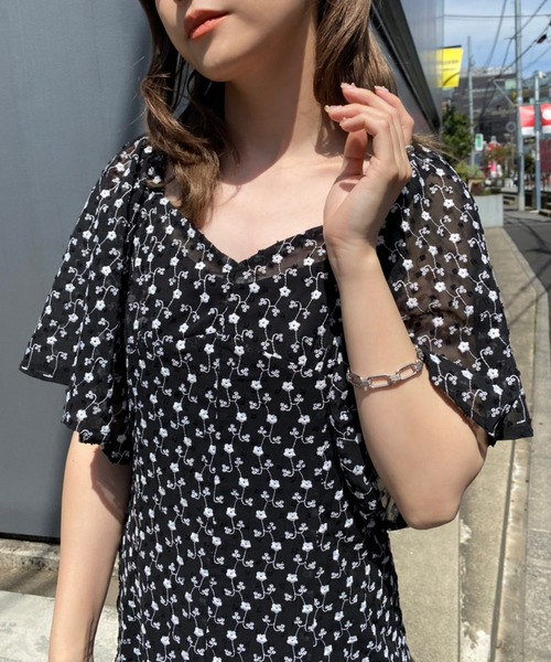 one after another NICE CLAUP(ワンアフターアナザーナイスクラップ)の「flower刺しゅうワンピ(ワンピース・レディース・ブラック/ピンク/アイボリー・FREE)」の8枚目の写真