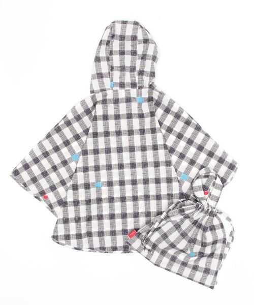 392 plusm（サンキューニプリュスエム）の「Kids Rain Poncho - gingham - 641931（レインコート/ポンチョ・キッズ・ブラック/ミント・XS/S/M）」の4枚目の写真