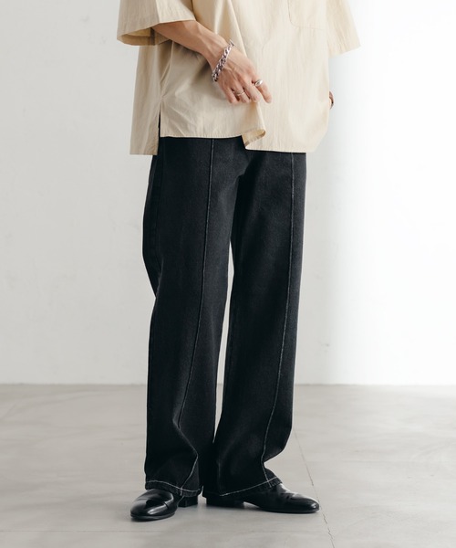 epnok（エプノック）の「センターシームストレートデニム（デニムパンツ・メンズ・ブラック/グレー/ダークインディゴブルー/ナチュラル・SMALL/MEDIUM/LARGE）」の5枚目の写真