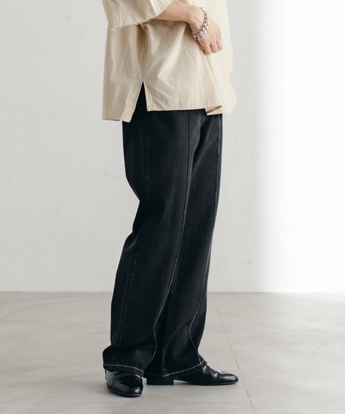 epnok（エプノック）の「センターシームストレートデニム（デニムパンツ・メンズ・ブラック/グレー/ダークインディゴブルー/ナチュラル・SMALL/MEDIUM/LARGE）」の6枚目の写真