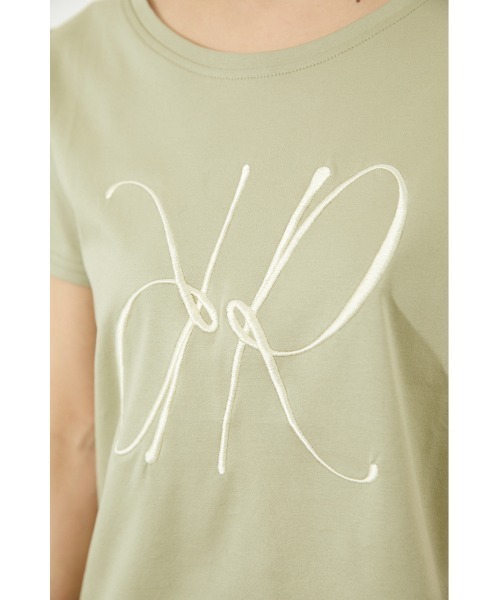 rienda(リエンダ)の「RRロゴ刺繍Tシャツ(Tシャツ/カットソー・レディース・ホワイト/ブラック/ベージュ/ピンク/ライム・FREE)」の6枚目の写真
