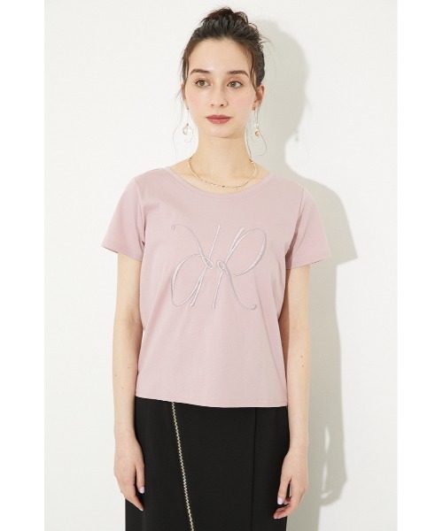 rienda(リエンダ)の「RRロゴ刺繍Tシャツ(Tシャツ/カットソー・レディース・ホワイト/ブラック/ベージュ/ピンク/ライム・FREE)」の9枚目の写真
