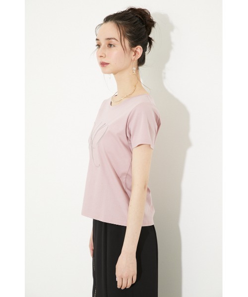 rienda(リエンダ)の「RRロゴ刺繍Tシャツ(Tシャツ/カットソー・レディース・ホワイト/ブラック/ベージュ/ピンク/ライム・FREE)」の10枚目の写真