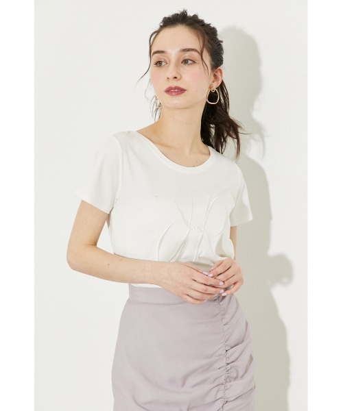 rienda(リエンダ)の「RRロゴ刺繍Tシャツ(Tシャツ/カットソー・レディース・ホワイト/ブラック/ベージュ/ピンク/ライム・FREE)」の15枚目の写真