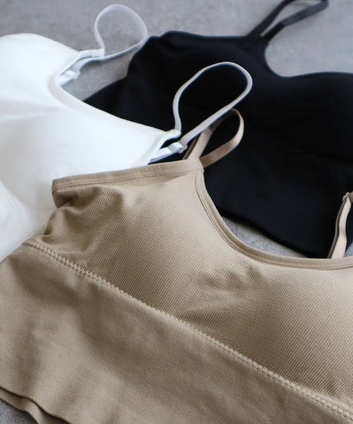 koe（コエ）の「【パット付き】テレコブラトップキャミ＊（キャミソール・レディース・ホワイト/ブラック/ベージュ・M）」の3枚目の写真