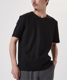 "吸水速乾機能" COOLMAX ハニカム ボーダー クルーネックTシャツ