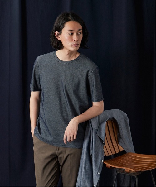 EDIFICE(エディフィス)の「"吸水速乾機能" COOLMAX ハニカム ボーダー クルーネックTシャツ(Tシャツ/カットソー・メンズ・ホワイト/ネイビー/カーキ/ブルー系その他・SMALL/MEDIUM/LARGE/X-LARGE)」の6枚目の写真