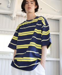 Buyer's Select/オーバーサイズ5分袖ボーダー Tシャツ マルチボーダー