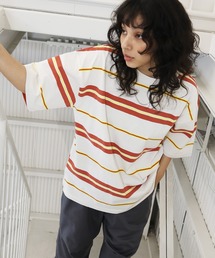 Buyer's Select/オーバーサイズ5分袖ボーダー Tシャツ マルチボーダー