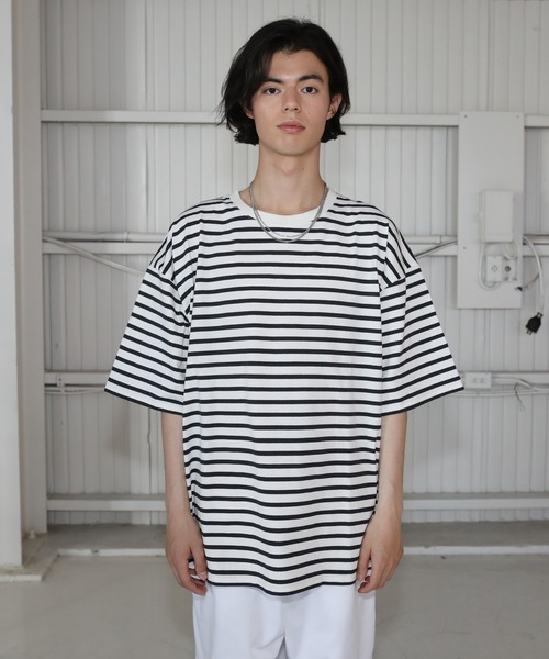 Buyer's Select/オーバーサイズ5分袖ボーダー Tシャツ マルチ