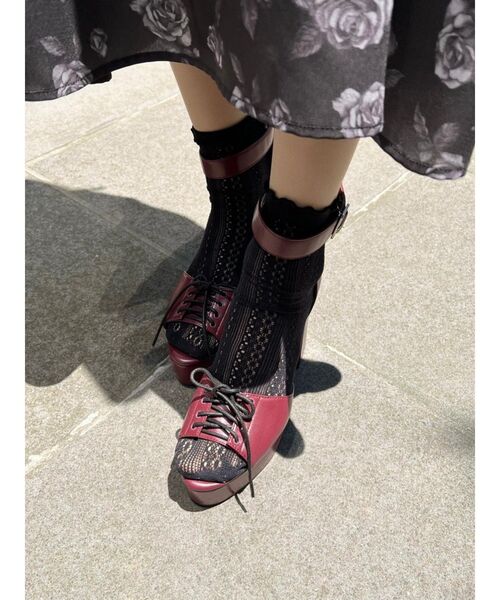 EATME（イートミー）の「レースアップオープントゥサンダル（サンダル・レディース・ベージュ/バーガンディー/ブラック・S/M/L）」の4枚目の写真