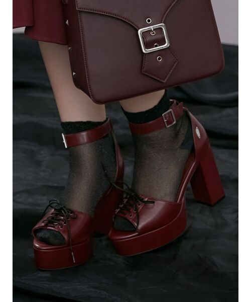 EATME（イートミー）の「レースアップオープントゥサンダル（サンダル・レディース・ベージュ/バーガンディー/ブラック・S/M/L）」の16枚目の写真