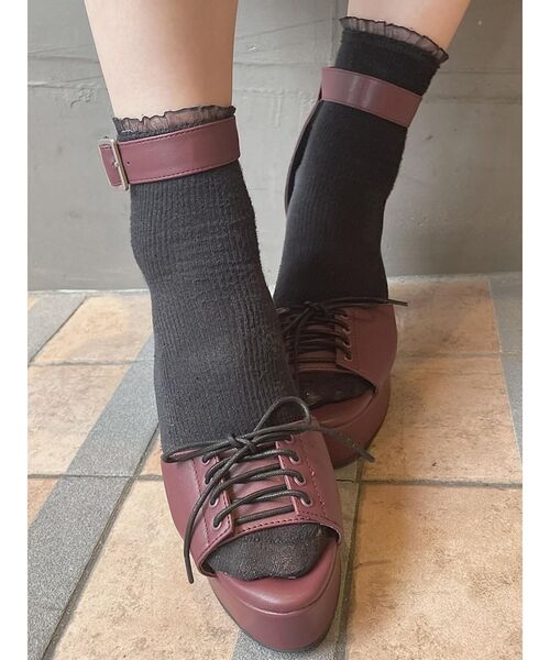 EATME（イートミー）の「レースアップオープントゥサンダル（サンダル・レディース・ベージュ/バーガンディー/ブラック・S/M/L）」の20枚目の写真