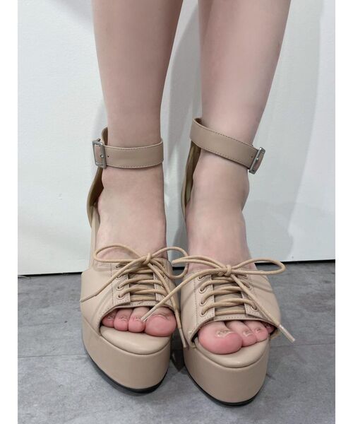 EATME（イートミー）の「レースアップオープントゥサンダル（サンダル・レディース・ベージュ/バーガンディー/ブラック・S/M/L）」の22枚目の写真