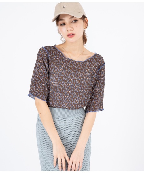 CHILLE（チル）の「小花柄メローシアートップスTシャツ（Tシャツ/カットソー・レディース・ブラック/ブラウン・FREE）」の22枚目の写真