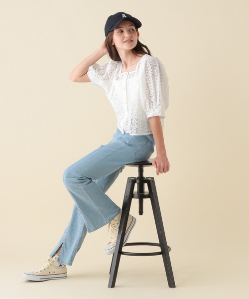 GLOBAL WORK(グローバルワーク)の「スクエアレースブラウス半袖/AND YUA ANY/297252(シャツ/ブラウス・キッズ・ホワイト/ブラック・150cm/160cm)」の22枚目の写真