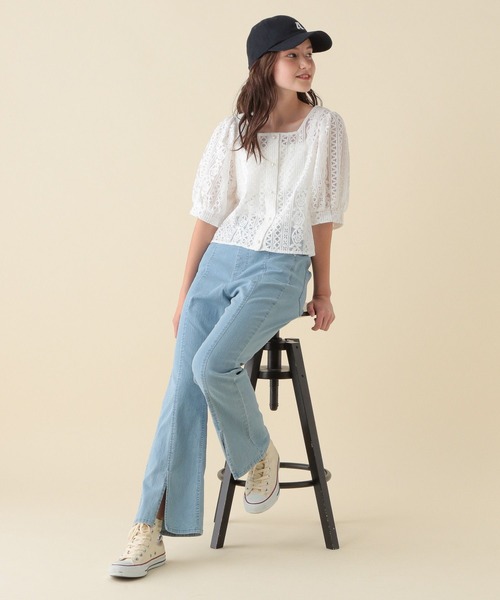 GLOBAL WORK(グローバルワーク)の「スクエアレースブラウス半袖/AND YUA ANY/297252(シャツ/ブラウス・キッズ・ホワイト/ブラック・150cm/160cm)」の10枚目の写真
