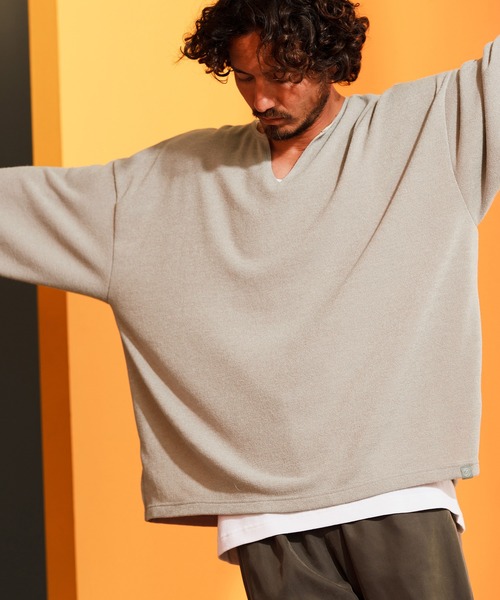 mlt3923- Key Neck Long Sleeve Knit sew (MADE IN JAPAN) ニットソー