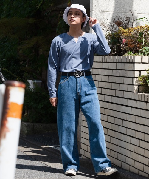Blue Standard (ブルースタンダード)の「【Blue Standard/ブルースタンダード】ZEROSTAIN ゼロステイン 汗染みの目立ちにくいTシャツ UVカット 撥水性 汚れが付きにくい キーネックロンT(Tシャツ/カットソー・メンズ・ホワイト/チャコールグレー/ブラック/杢グレー/ダークブルー・MEDIUM/LARGE/X-LARGE)」の7枚目の写真