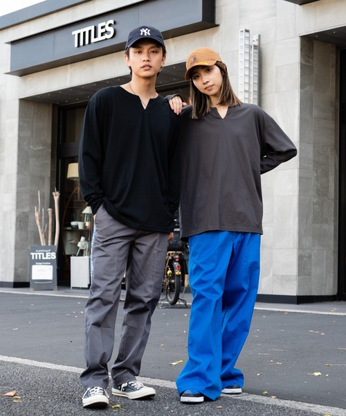 Blue Standard (ブルースタンダード)の「【Blue Standard/ブルースタンダード】ZEROSTAIN ゼロステイン 汗染みの目立ちにくいTシャツ UVカット 撥水性 汚れが付きにくい キーネックロンT(Tシャツ/カットソー・メンズ・ホワイト/チャコールグレー/ブラック/杢グレー/ダークブルー・MEDIUM/LARGE/X-LARGE)」の13枚目の写真