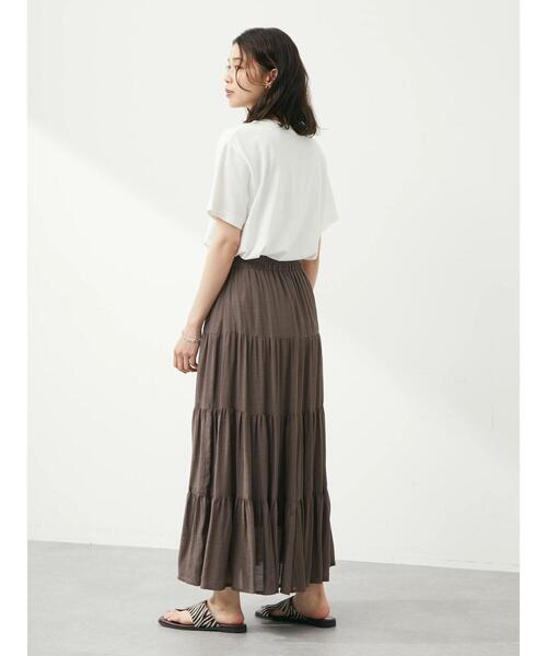 Green　Parks（グリーンパークス）の「・novem9 スラブティアードスカート（スカート・レディース・ブラック/ベージュ/ブルー/グリーン/モカ・FREE）」の13枚目の写真