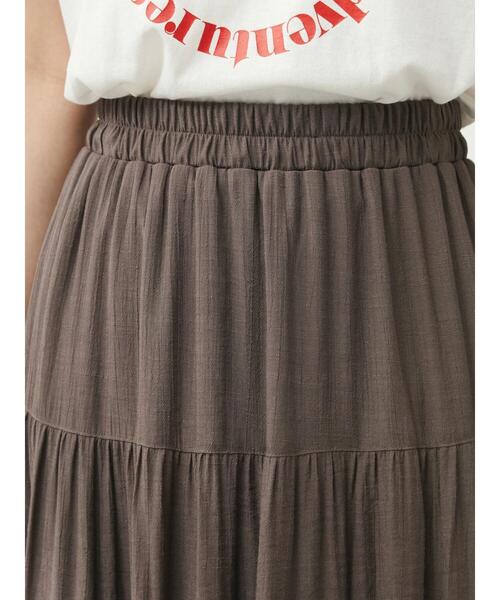 Green　Parks（グリーンパークス）の「・novem9 スラブティアードスカート（スカート・レディース・ブラック/ベージュ/ブルー/グリーン/モカ・FREE）」の14枚目の写真