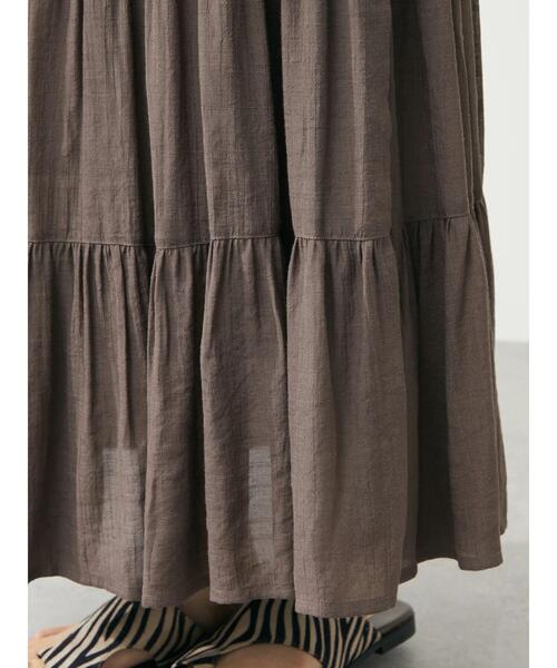 Green　Parks（グリーンパークス）の「・novem9 スラブティアードスカート（スカート・レディース・ブラック/ベージュ/ブルー/グリーン/モカ・FREE）」の15枚目の写真