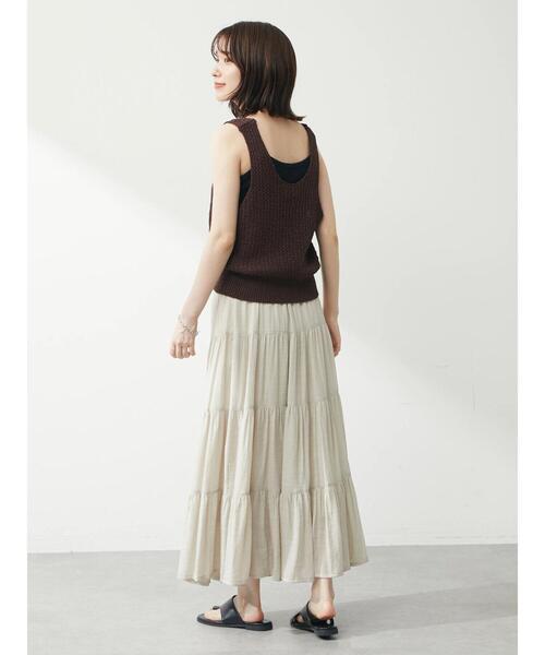 Green　Parks（グリーンパークス）の「・novem9 スラブティアードスカート（スカート・レディース・ブラック/ベージュ/ブルー/グリーン/モカ・FREE）」の21枚目の写真