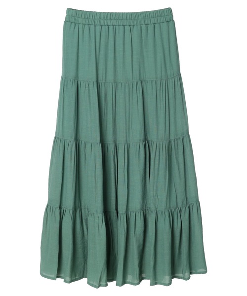 Green　Parks（グリーンパークス）の「・novem9 スラブティアードスカート（スカート・レディース・ブラック/ベージュ/ブルー/グリーン/モカ・FREE）」の4枚目の写真