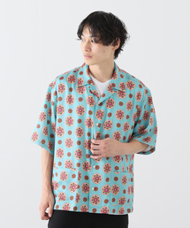 【OFFICINA】オープンカラー 半袖 柄シャツ