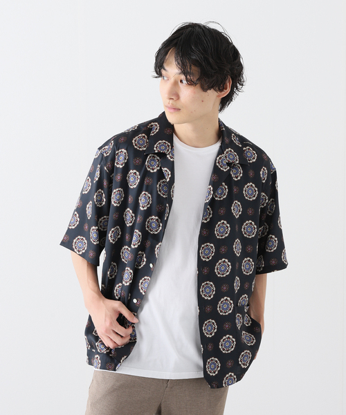 【OFFICINA】オープンカラー 半袖 柄シャツ